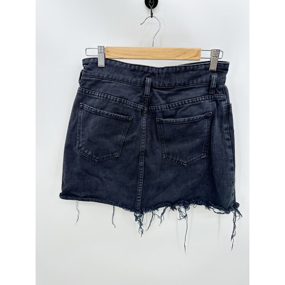 Pacsun Black Wash Mini Denim Skirt Raw Hem Womens Size 27 - Picture 2 of 7